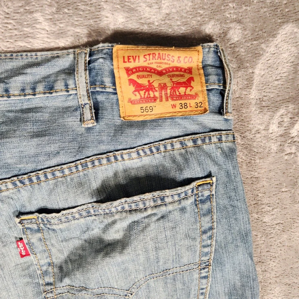 Levi's 569 Loose Straight Jeans Mens 38x32 Light‎ Blue Excellent Denim Pants